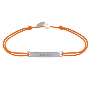 Bracelet Lien Plaque Incurvé en Argent 925 Gravé Happy - Orange