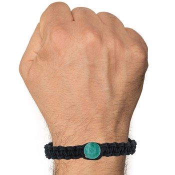 Bracelet Homme Shamballa Lien Tressé Noir et Perle d'Amazonite