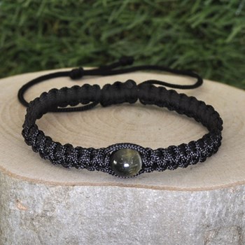 Bracelet Homme Shamballa Lien Tressé Noir et Perle Oeil de Tigre