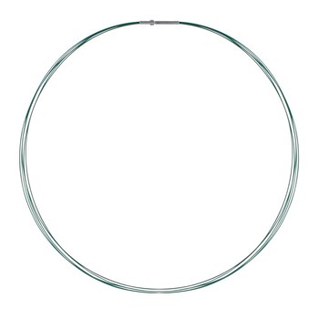 5 Cable Necklace Silver Steel Clasp - Blue Green