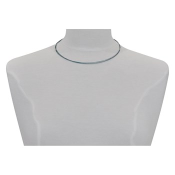 5 Cable Necklace Silver Steel Clasp - Blue Green