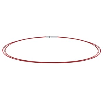5 Cable Necklace Silver Steel Clasp - Red