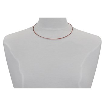 5 Cable Necklace Silver Steel Clasp - Red