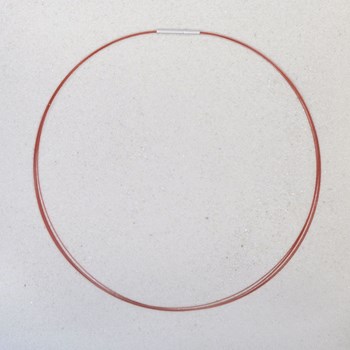 5 Cable Necklace Silver Steel Clasp - Red