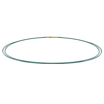 5 Cable Necklace Gold Steel Clasp - Blue Green