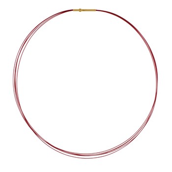 5 Cable Necklace Gold Steel Clasp - Red