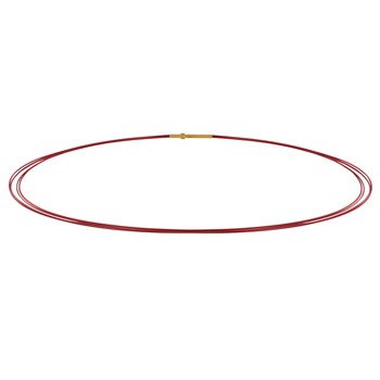 5 Cable Necklace Gold Steel Clasp - Red