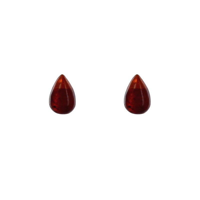 Boucles d'Oreilles Clous Argent 925 Petite Goutte d'Ambre - vue 2