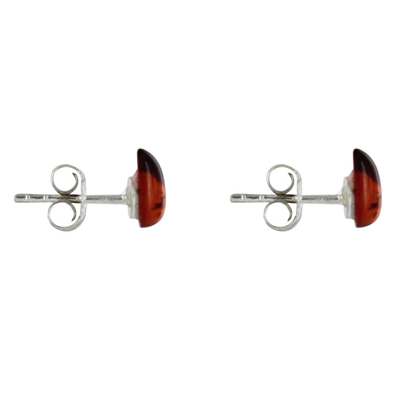 Boucles d'Oreilles Clous Argent 925 Petite Goutte d'Ambre - vue 3