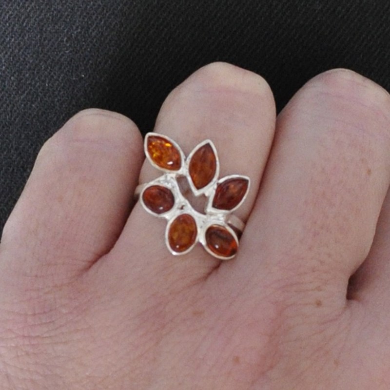 Bague Argent 925 Feuillage d'Ambre - vue 3