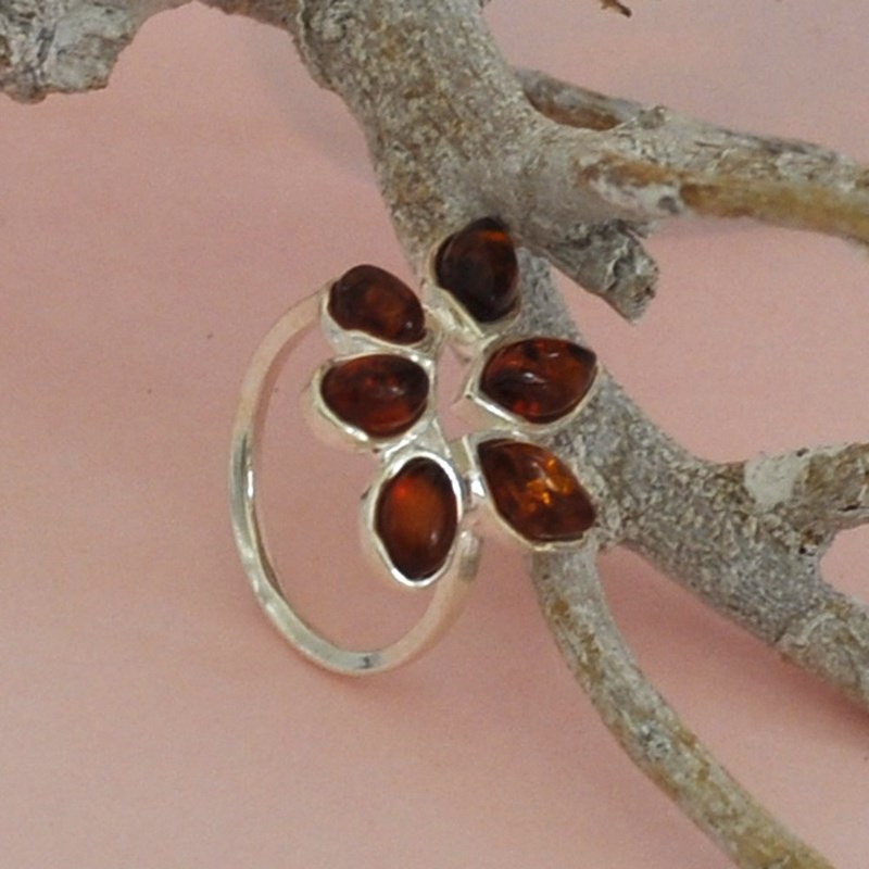 Bague Argent 925 Feuillage d'Ambre - vue 4