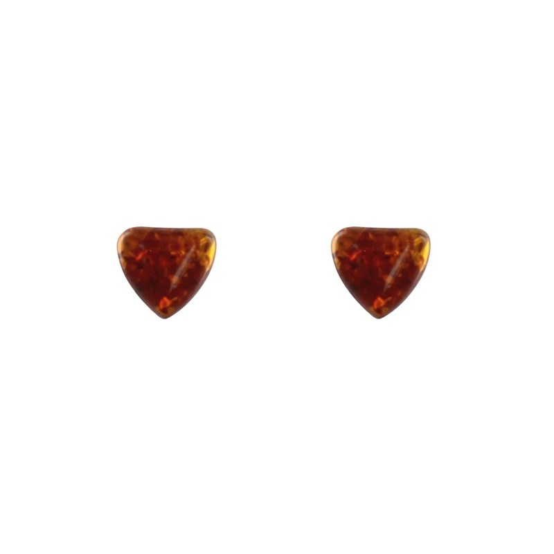 Boucles d'Oreilles Clous Argent 925 Petit Coeur d'Ambre - vue 2