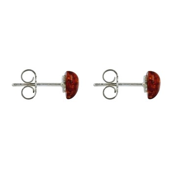 Boucles d'Oreilles Clous Argent 925 Petit Coeur d'Ambre