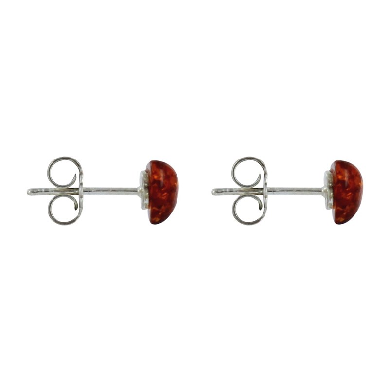 Boucles d'Oreilles Clous Argent 925 Petit Coeur d'Ambre - vue 3
