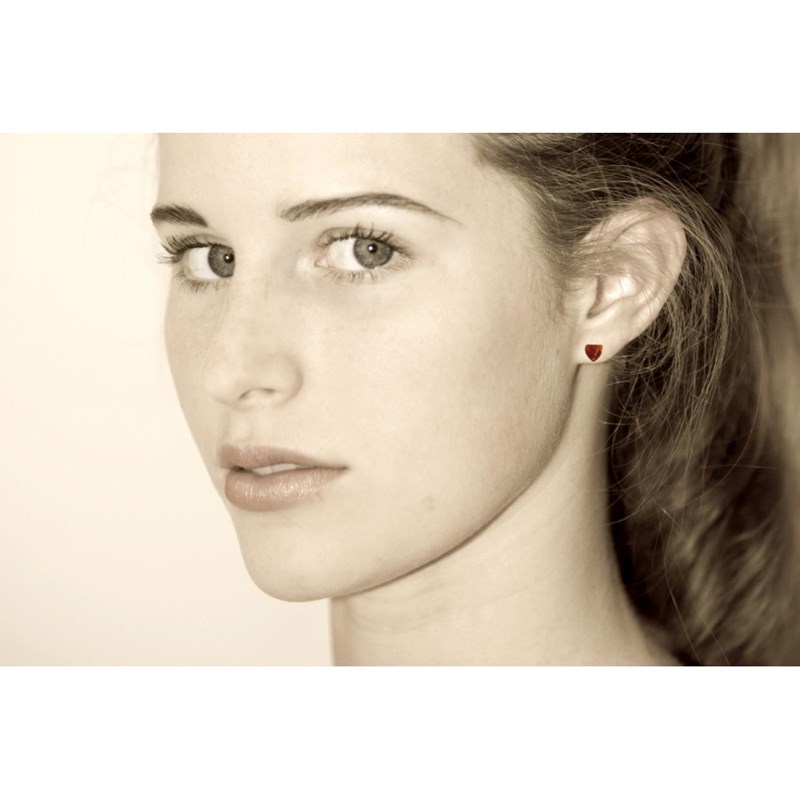 Boucles d'Oreilles Clous Argent 925 Petit Coeur d'Ambre - vue 4