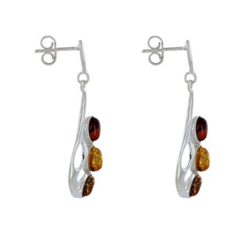 Boucles d'Oreilles Argent 925 Ailes de Papillon et Ovale d'Ambre 3 Couleurs