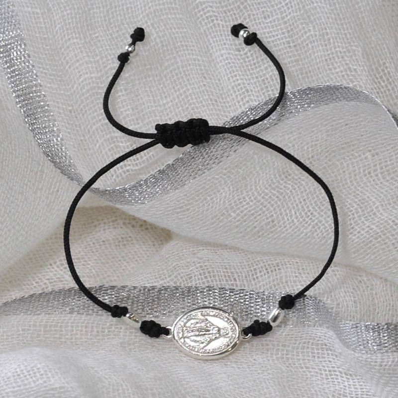 Bracelet Lien Médaille Argent 925 Ovale Vierge Miraculeuse - Blanc - vue 3