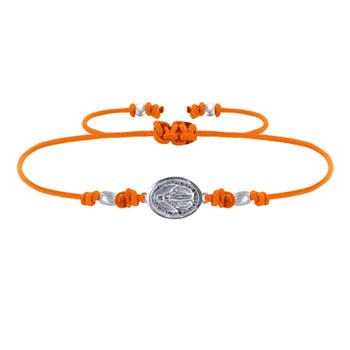 Bracelet Lien Médaille Argent 925 Ovale Vierge Miraculeuse - Orange