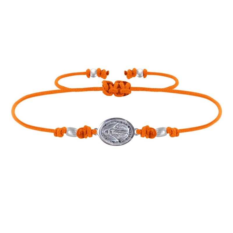 Bracelet Lien Médaille Argent 925 Ovale Vierge Miraculeuse - Orange
