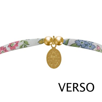 Bracelet Double Tour Lien Liberty et Petite Médaille Vierge Miraculeuse Plaqué Or - Blanc