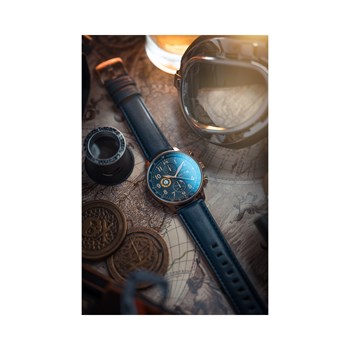 Hawker Hurricane - Montre homme - Bracelet en cuir véritable bleu