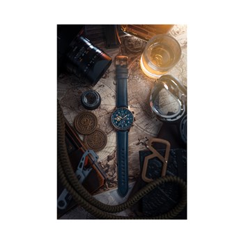 Hawker Hurricane - Montre homme - Bracelet en cuir véritable bleu