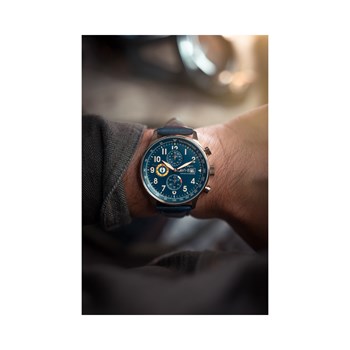 Hawker Hurricane - Montre homme - Bracelet en cuir véritable bleu
