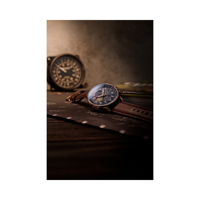 Hawker Hurricane - Montre homme - Bracelet en cuir véritable marron - vue 2