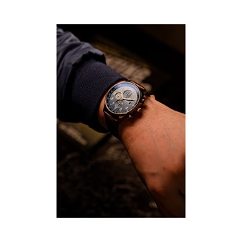 Hawker Hurricane - Montre homme - Bracelet en cuir véritable marron
