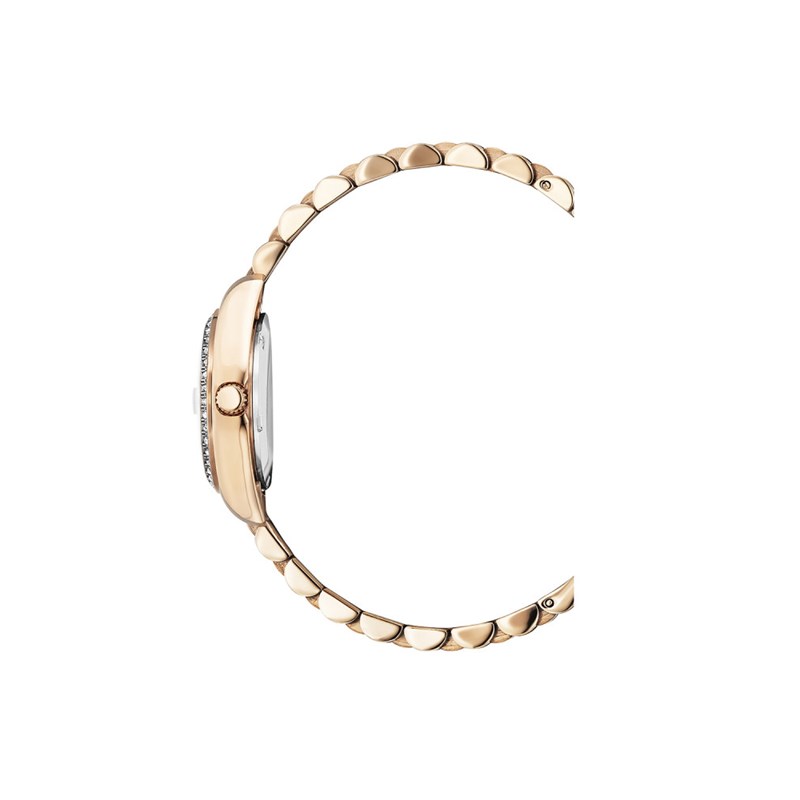 Inspiration 26mm - Montre femme - Boîtier rond en acier inoxydable - Cadran noir - Bracelet doré rose - vue 2