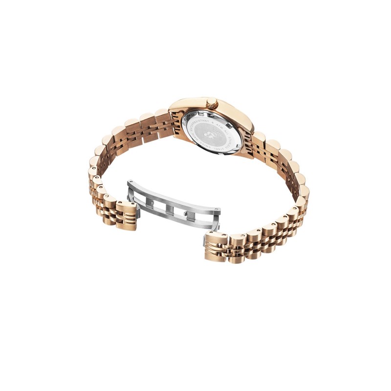 Inspiration 26mm - Montre femme - Boîtier rond en acier inoxydable - Cadran noir - Bracelet doré rose - vue 3