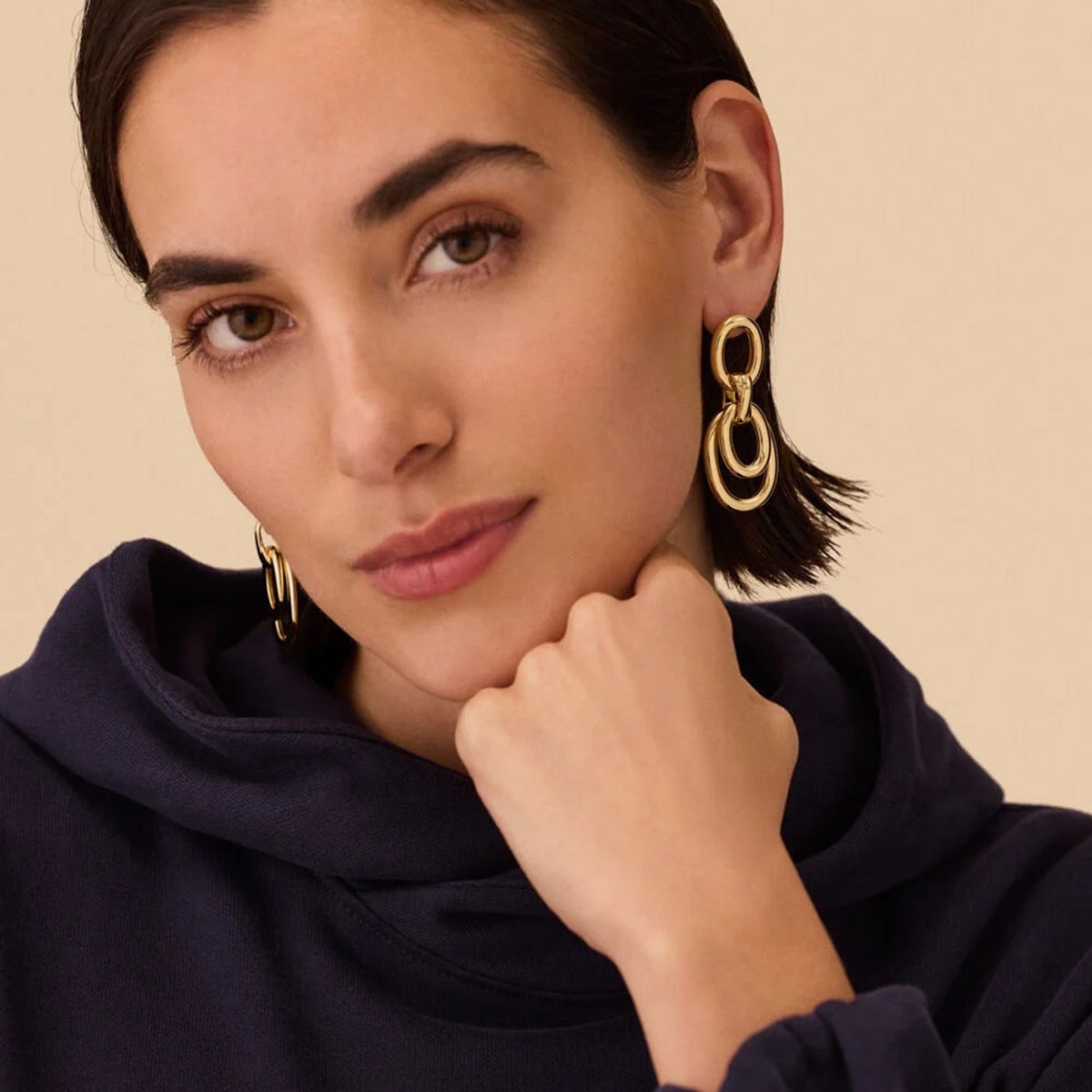 XOXO Boucles d'Oreilles laiton doré chaîne - vue 2