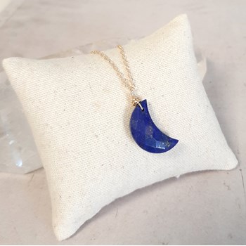 Collier Lune en Lapis-Lazuli et Argent 925 Doré