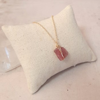 Collier en Argent Doré et Tourmaline Rose Itá