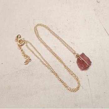 Collier en Argent Doré et Tourmaline Rose Itá