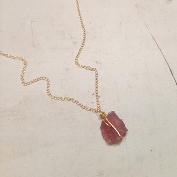 Collier en Argent Doré et Tourmaline Rose Itá