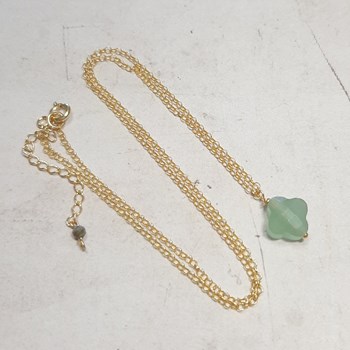 Collier Trèfle Aventurine en Argent 925 Doré