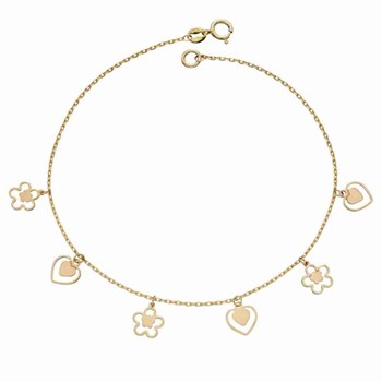 Bracelet fleurs et coeurs en Or 375
