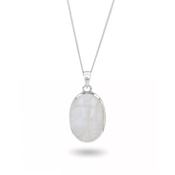 Pendentif Lyra Pierre de Lune et Argent 925 | ADEN Design Ovale | Bijou Mystique
