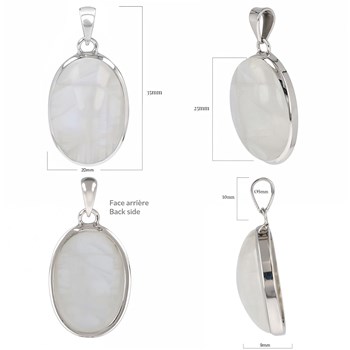 Pendentif Lyra Pierre de Lune et Argent 925 | ADEN Design Ovale | Bijou Mystique