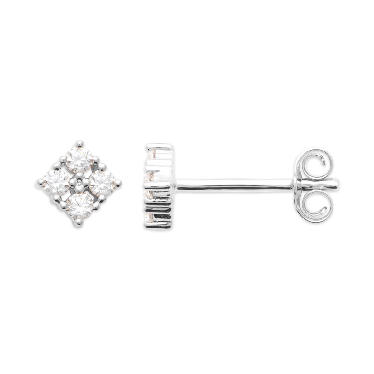 Boucles d'Oreilles Brillaxis puces carrées_x000D_
en Argent Rhodié et Oxyde - vue 3