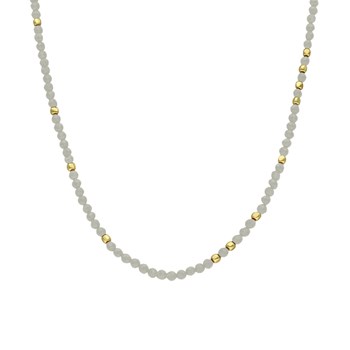 Collier Argent Doré Perles Naturelles Labradorite