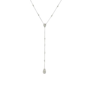 Collier Argent Rhodié Cravate Pierres Labradorite