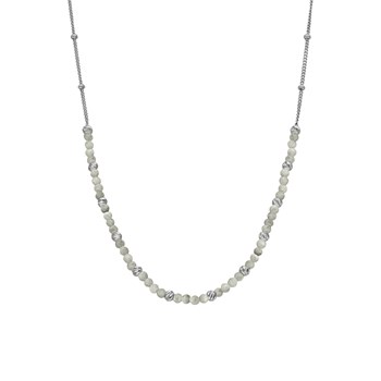 Collier Argent Doré Perles Rhodié Et Pierres Labradorite