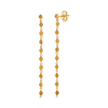 Boucles D'oreilles Argent Dorée Chaine Longue Et Pierres oeil De Tigre