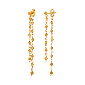 Boucles D Oreilles Argent Dorée Double Chaine Longue Et Pierres Naturelles oeil De Tigre
