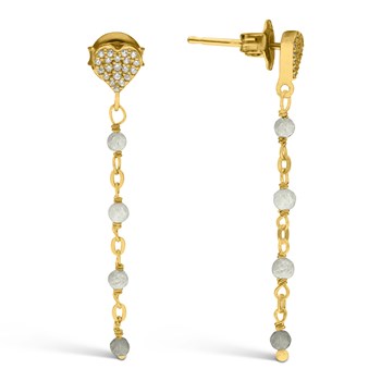 Labradoriet Hart Hanger Zilver Oorbellen