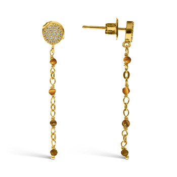 Ronde Gouden Zilveren Tijgeroog Oorbellen