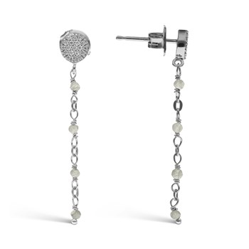 Rhodium zilveren oorbellen Ronde Labradoriet Stenen