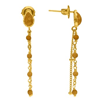 Boucles D'oreilles Argent Doré Pendantes Gouttes Et Pierres oeil De Tigre